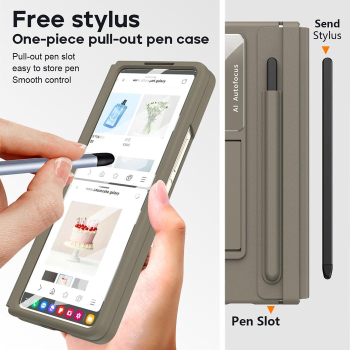 Full Coverage Pu Pc Case With Pen For Samsung Galaxy z Fold