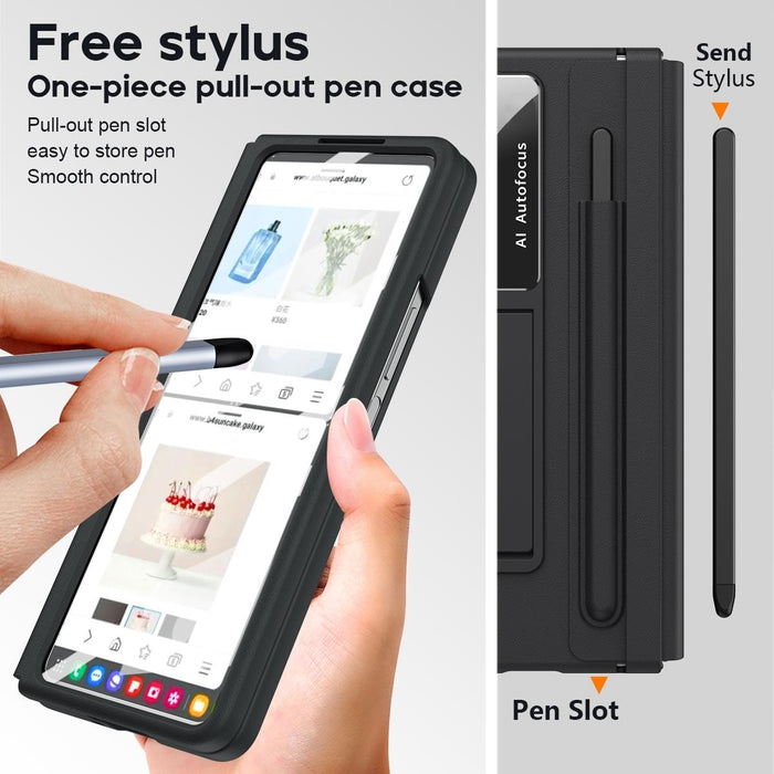 Full Coverage Pu Pc Case With Pen For Samsung Galaxy z Fold