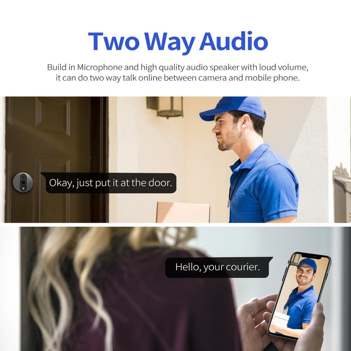 1080P 4.3 Inch Smart Wifi Digital Door Viewer Supports Wide-Angle Pir & Night Vision & Dingdong Photo White