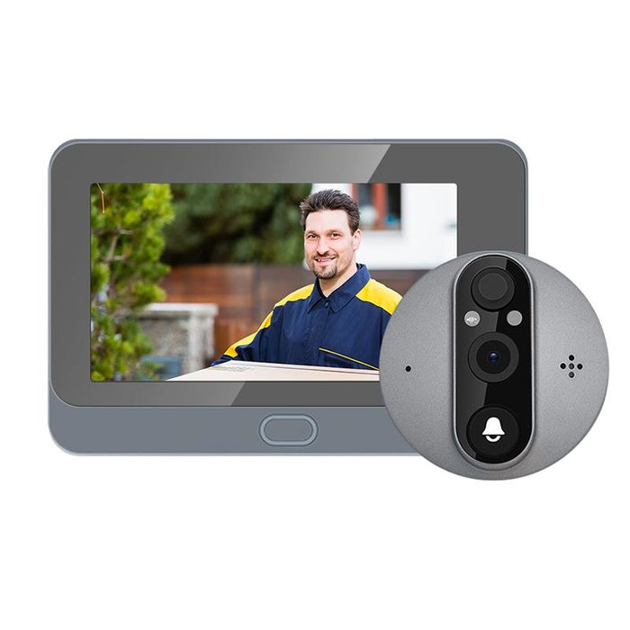 1080P 4.3 Inch Smart Wifi Digital Door Viewer Supports Wide-Angle Pir & Night Vision & Dingdong Photo White