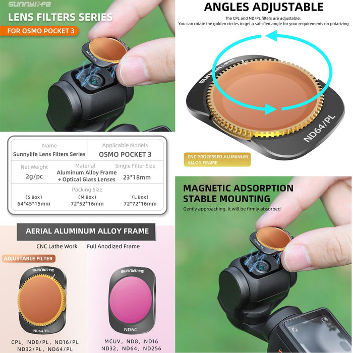 Dji Pocket 3 Camera Lens Filter In 1 Nd8/16