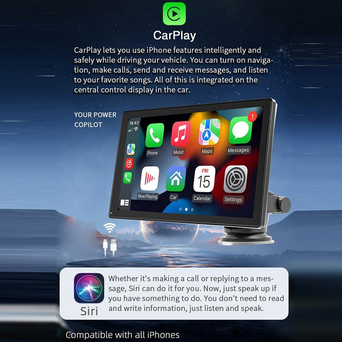 9 Inch Car Mp5 Player With Carplay / Android Auto - Black