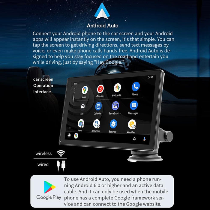 9 Inch Car Mp5 Player With Carplay / Android Auto - Black