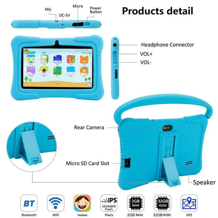 Kids 7 Inch 2gb + 32gb Android 10 Allwinner A100 Quad Core