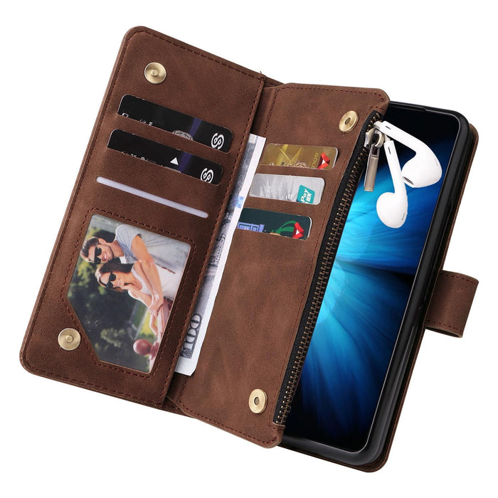 Frosted Leather Zip Wallets For Samsung Galaxy z Fold 4