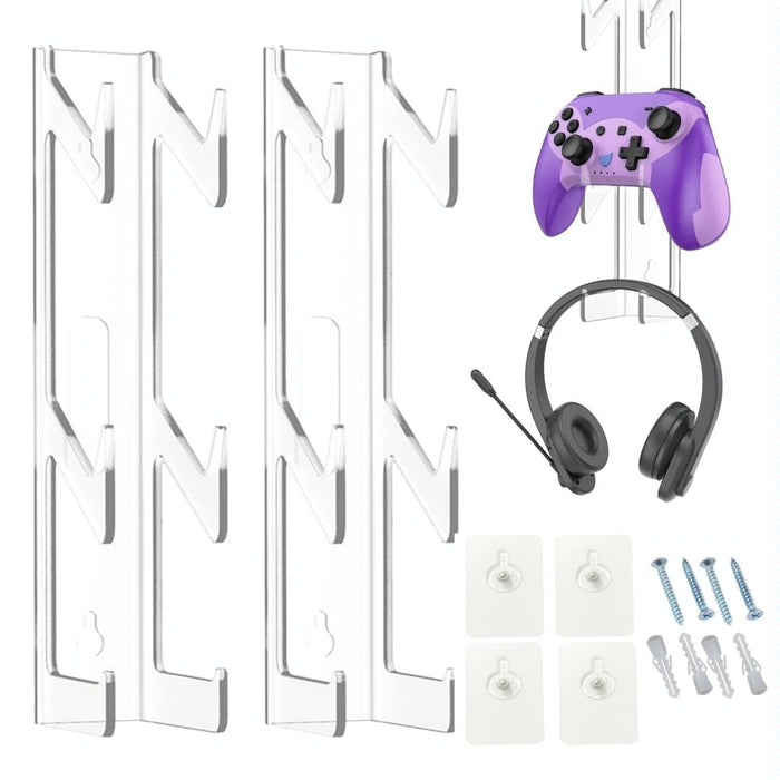 2Pcs Yx072 Acrylic Game Controller And Headphone Wall Mount