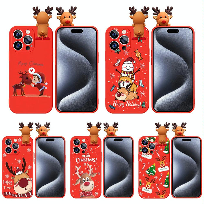 Coloured Drawing Deer Relief Doll Soft Tpu Phone Case