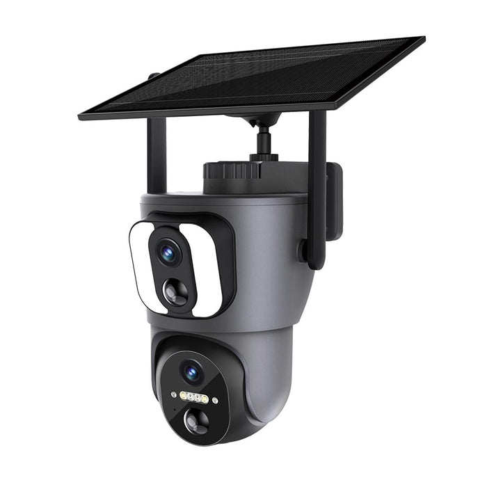 2Mp Binocular Solar Wifi Camera Supports Two-Way Voice & Alarm Recording Black