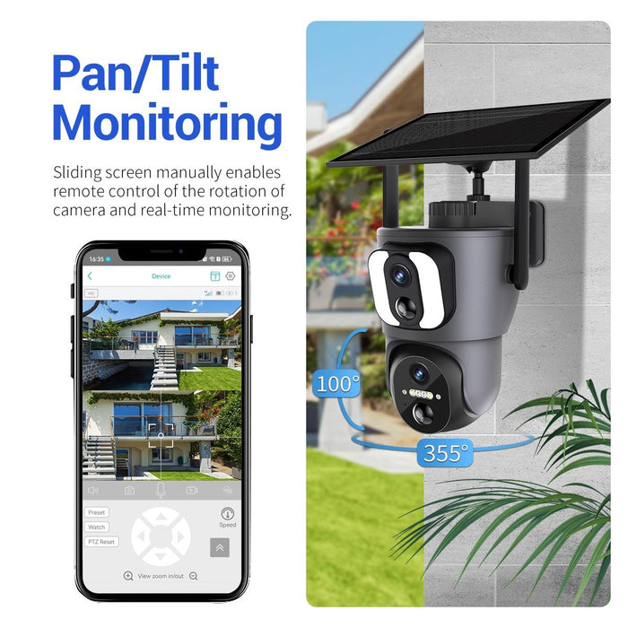 2Mp Binocular Solar Wifi Camera Supports Two-Way Voice & Alarm Recording Black