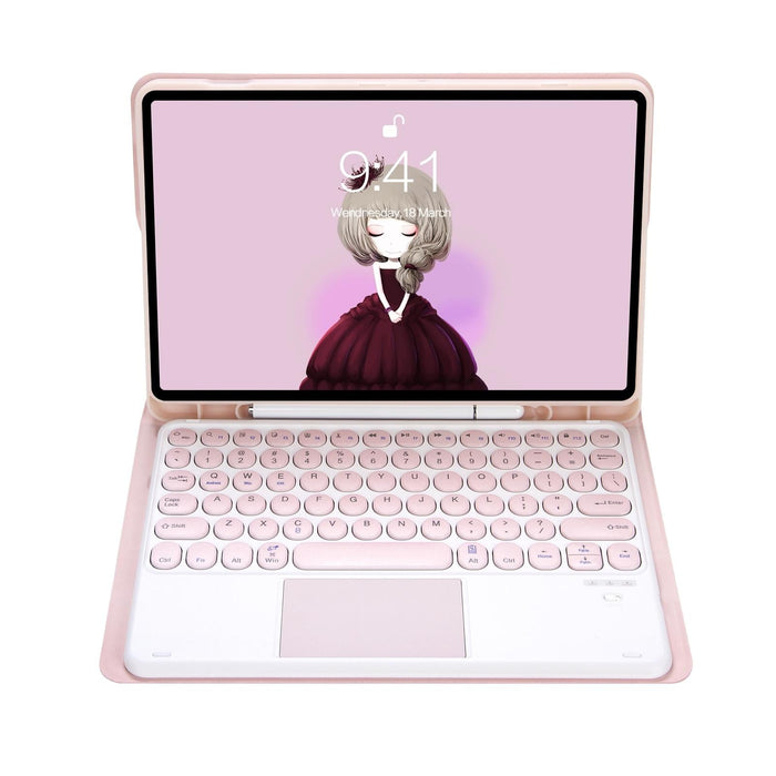 For Samsung Galaxy Tab S10 Fe / S9 Fe / S9 Candy Colour Tpu Round Keycap Touch Bluetooth Keyboard Leather Case