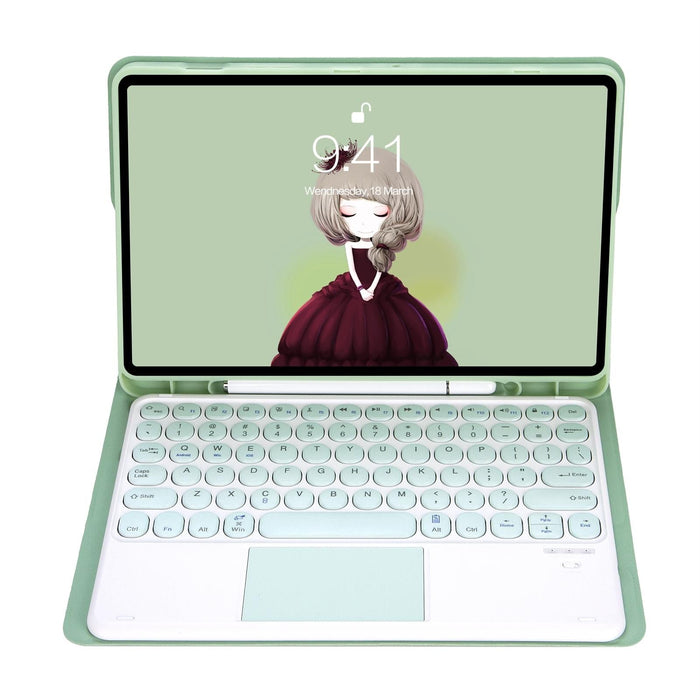 For Samsung Galaxy Tab S10 Fe / S9 Fe / S9 Candy Colour Tpu Round Keycap Touch Bluetooth Keyboard Leather Case
