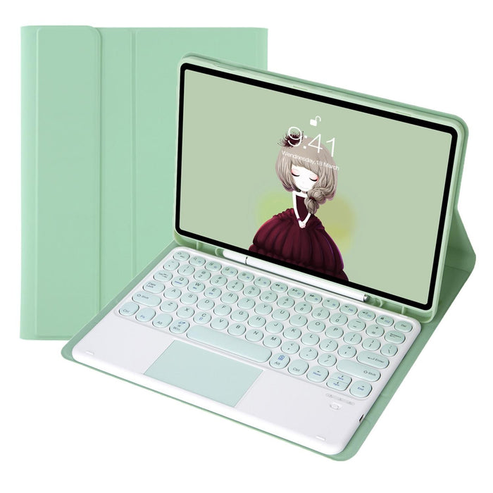For Samsung Galaxy Tab S10 Fe / S9 Fe / S9 Candy Colour Tpu Round Keycap Touch Bluetooth Keyboard Leather Case
