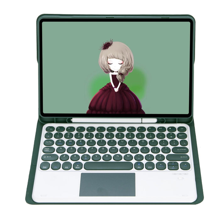 For Samsung Galaxy Tab S10 Fe / S9 Fe / S9 Candy Colour Tpu Round Keycap Touch Bluetooth Keyboard Leather Case