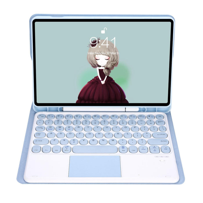 For Samsung Galaxy Tab S10 Fe / S9 Fe / S9 Candy Colour Tpu Round Keycap Touch Bluetooth Keyboard Leather Case