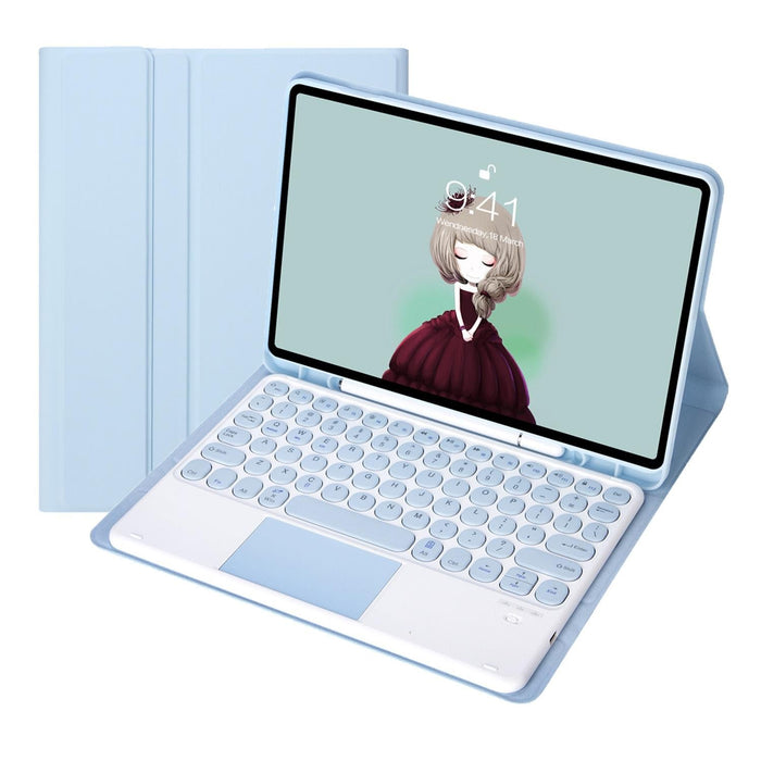 For Samsung Galaxy Tab S10 Fe / S9 Fe / S9 Candy Colour Tpu Round Keycap Touch Bluetooth Keyboard Leather Case