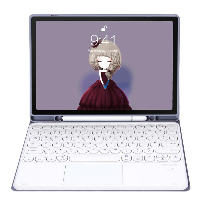 For Samsung Galaxy Tab S10 Fe / S9 Fe / S9 Candy Colour Tpu Round Keycap Touch Bluetooth Keyboard Leather Case