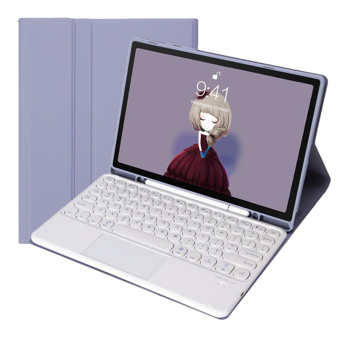 For Samsung Galaxy Tab S10 Fe / S9 Fe / S9 Candy Colour Tpu Round Keycap Touch Bluetooth Keyboard Leather Case