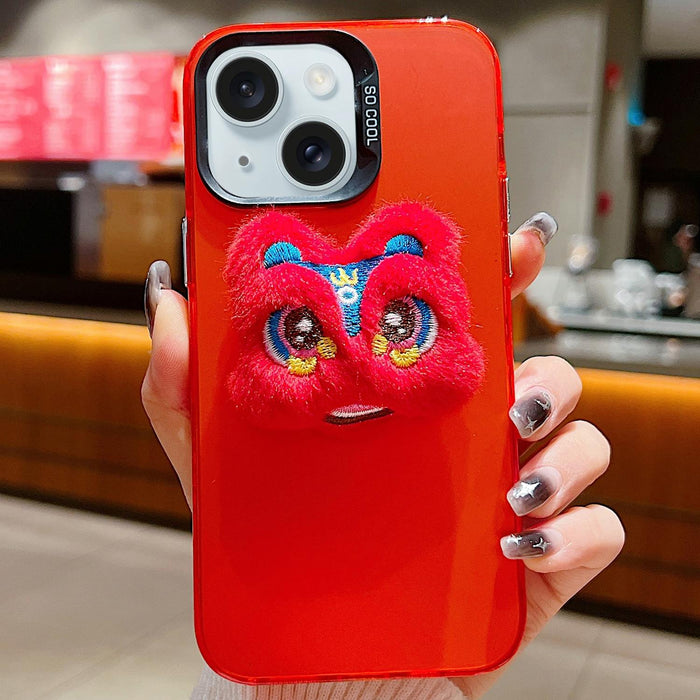 Year Lion Dance Plush Doll Phone Case For Iphone 15