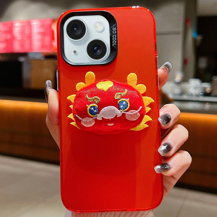 Year Lion Dance Plush Doll Phone Case For Iphone 15