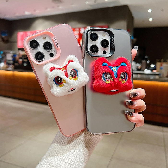 Year Lion Dance Plush Doll Phone Case For Iphone 15