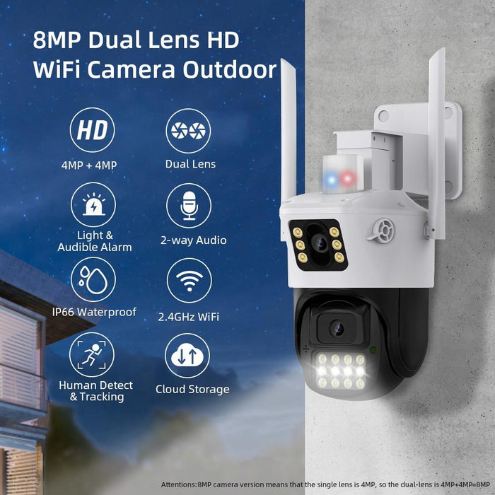 Motion Tracking Night Vision Smart Camera Supports Voice Intercom White