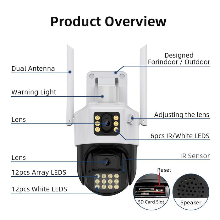 Motion Tracking Night Vision Smart Camera Supports Voice Intercom White