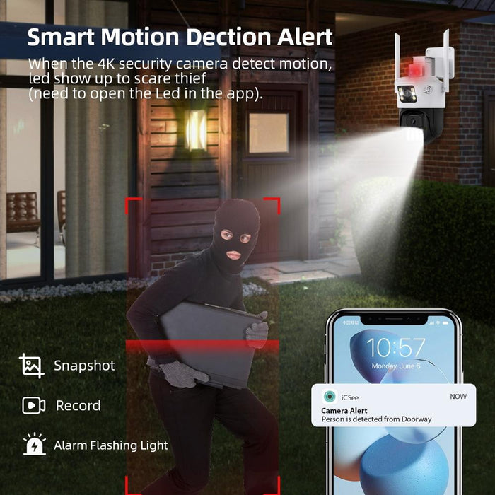 Motion Tracking Night Vision Smart Camera Supports Voice Intercom White