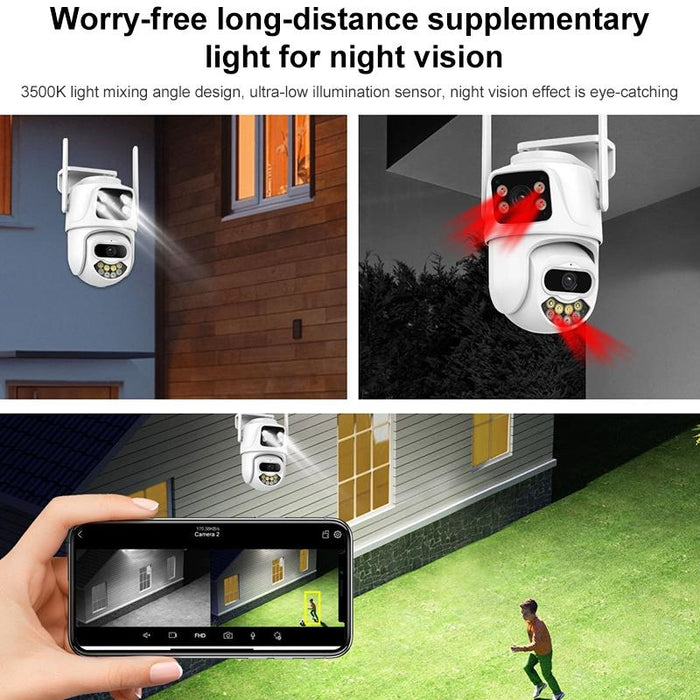 3Mp Wifi Triple Camera Supports Two-Way Voice Intercom & Infrared Night Vision