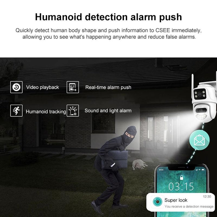 3Mp Wifi Triple Camera Supports Two-Way Voice Intercom & Infrared Night Vision