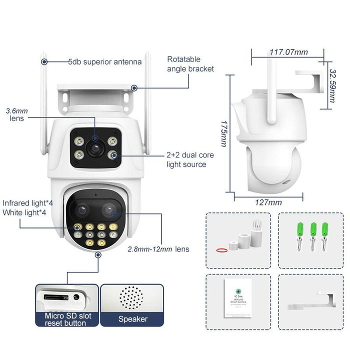 3Mp Wifi Triple Camera Supports Human Face Recognition & Ai Alarm