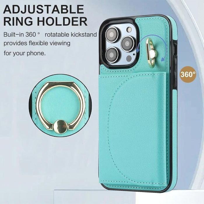 Ym007 Ring Holder Card Bag Skin Feel Phone Case For Iphone