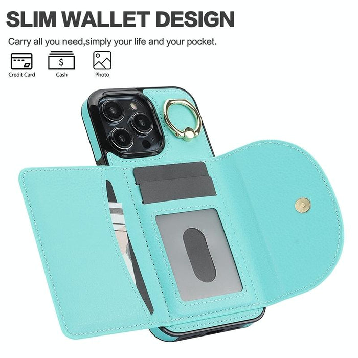 Ym007 Ring Holder Card Bag Skin Feel Phone Case For Iphone