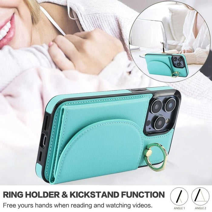 Ym007 Ring Holder Card Bag Skin Feel Phone Case For Iphone