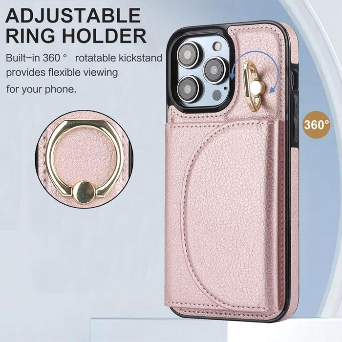 Ym007 Ring Holder Card Bag Skin Feel Phone Case For Iphone