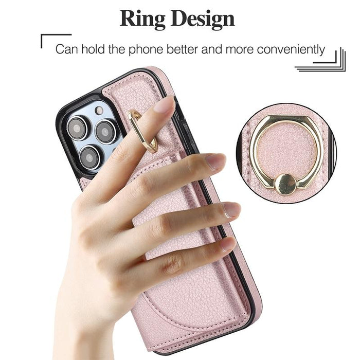 Ym007 Ring Holder Card Bag Skin Feel Phone Case For Iphone