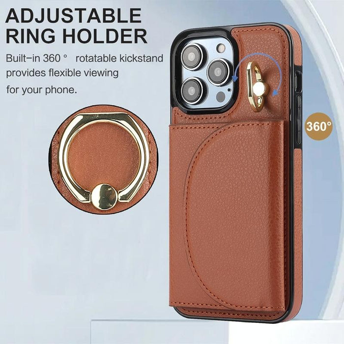 Ym007 Ring Holder Card Bag Skin Feel Phone Case For Iphone