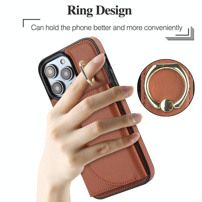 Ym007 Ring Holder Card Bag Skin Feel Phone Case For Iphone