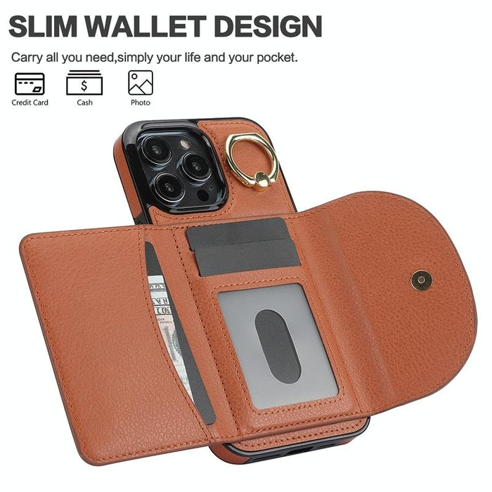 Ym007 Ring Holder Card Bag Skin Feel Phone Case For Iphone