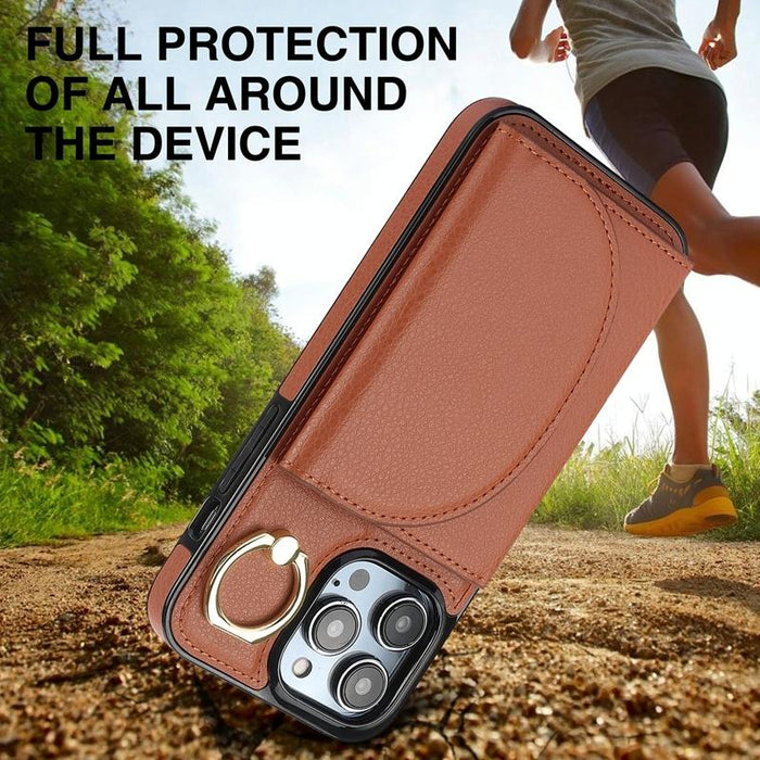 Ym007 Ring Holder Card Bag Skin Feel Phone Case For Iphone