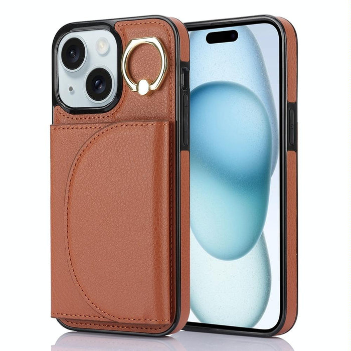 Ym007 Ring Holder Card Bag Skin Feel Phone Case For Iphone