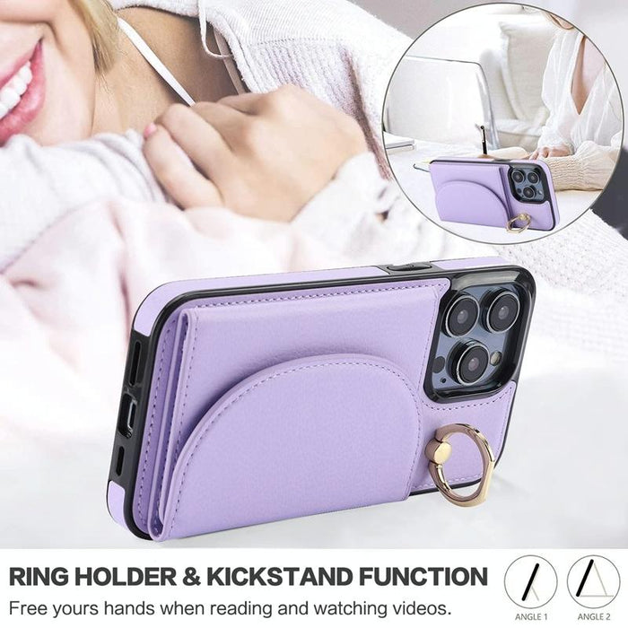 Ym007 Ring Holder Card Bag Skin Feel Phone Case For Iphone