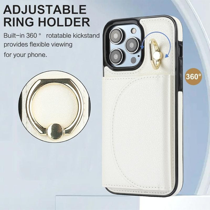 Ym007 Ring Holder Card Bag Skin Feel Phone Case For Iphone