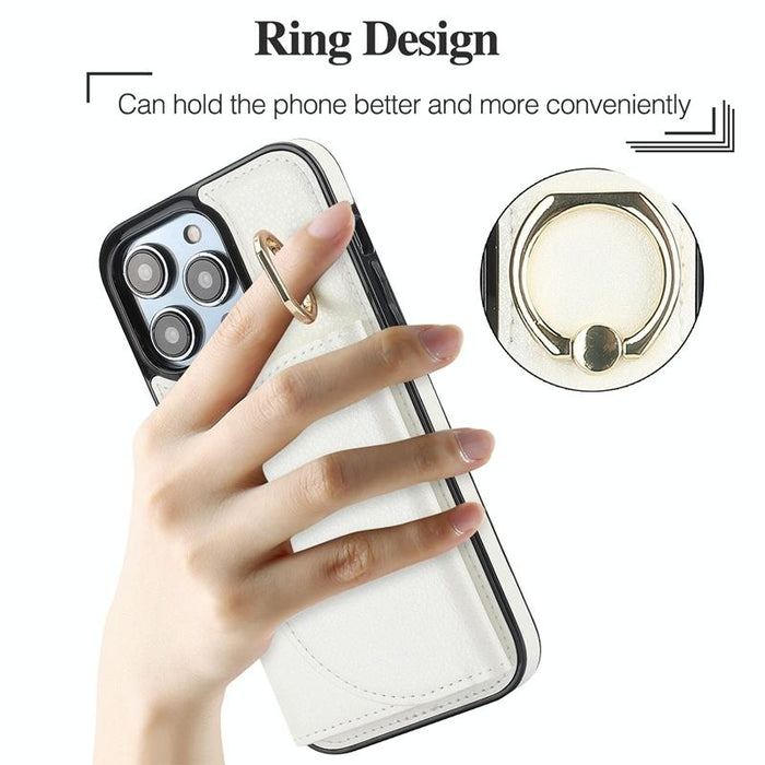 Ym007 Ring Holder Card Bag Skin Feel Phone Case For Iphone