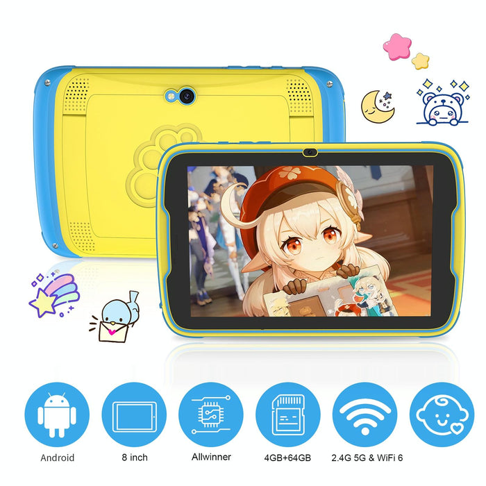 Kids 8 Inch 4gb + 64gb Android 13 Allwinner A523 Octa Core