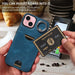 Calf Texture Card Slot Ring Holder Phone Case For Iphone 15