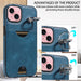 Calf Texture Card Slot Ring Holder Phone Case For Iphone 15