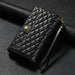 Zipper Multi Card Wallet Rhombic Leather Phone Case