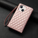 Zipper Multi Card Wallet Rhombic Leather Phone Case