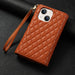 Zipper Multi Card Wallet Rhombic Leather Phone Case