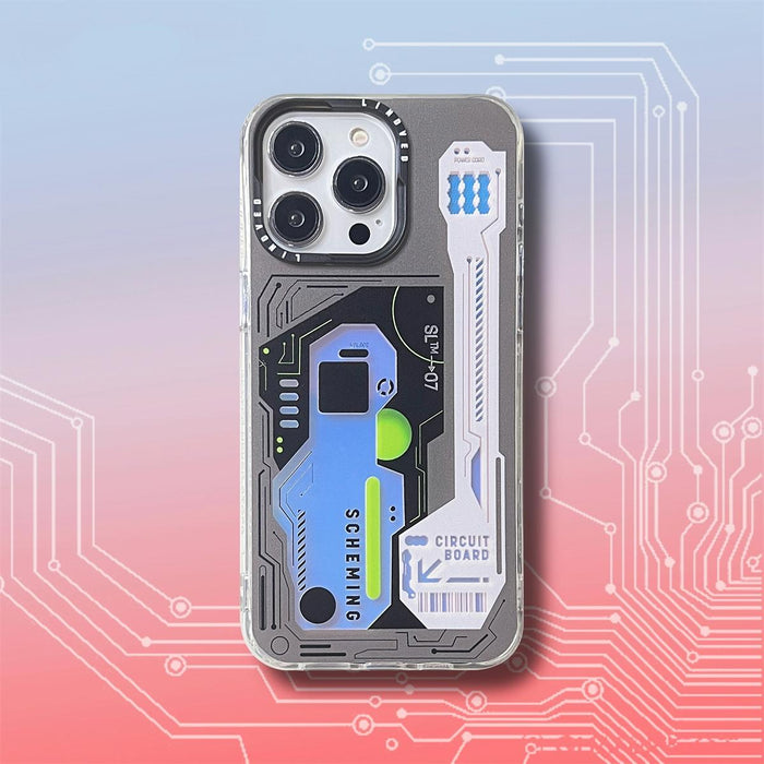 Mecha Circuit Board Pattern Phone Case For Iphone 15